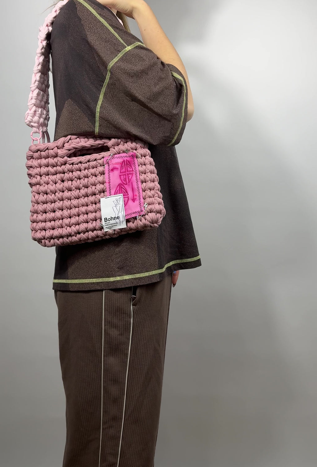 Crochet B-BAG aus recyceltem T-Shirt-Garn | rosa